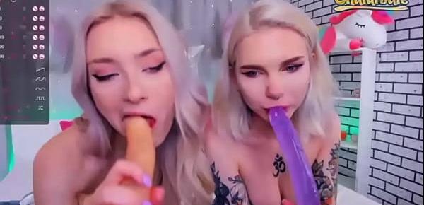  Blonde Lesbians Ahegao Dildo Sucking